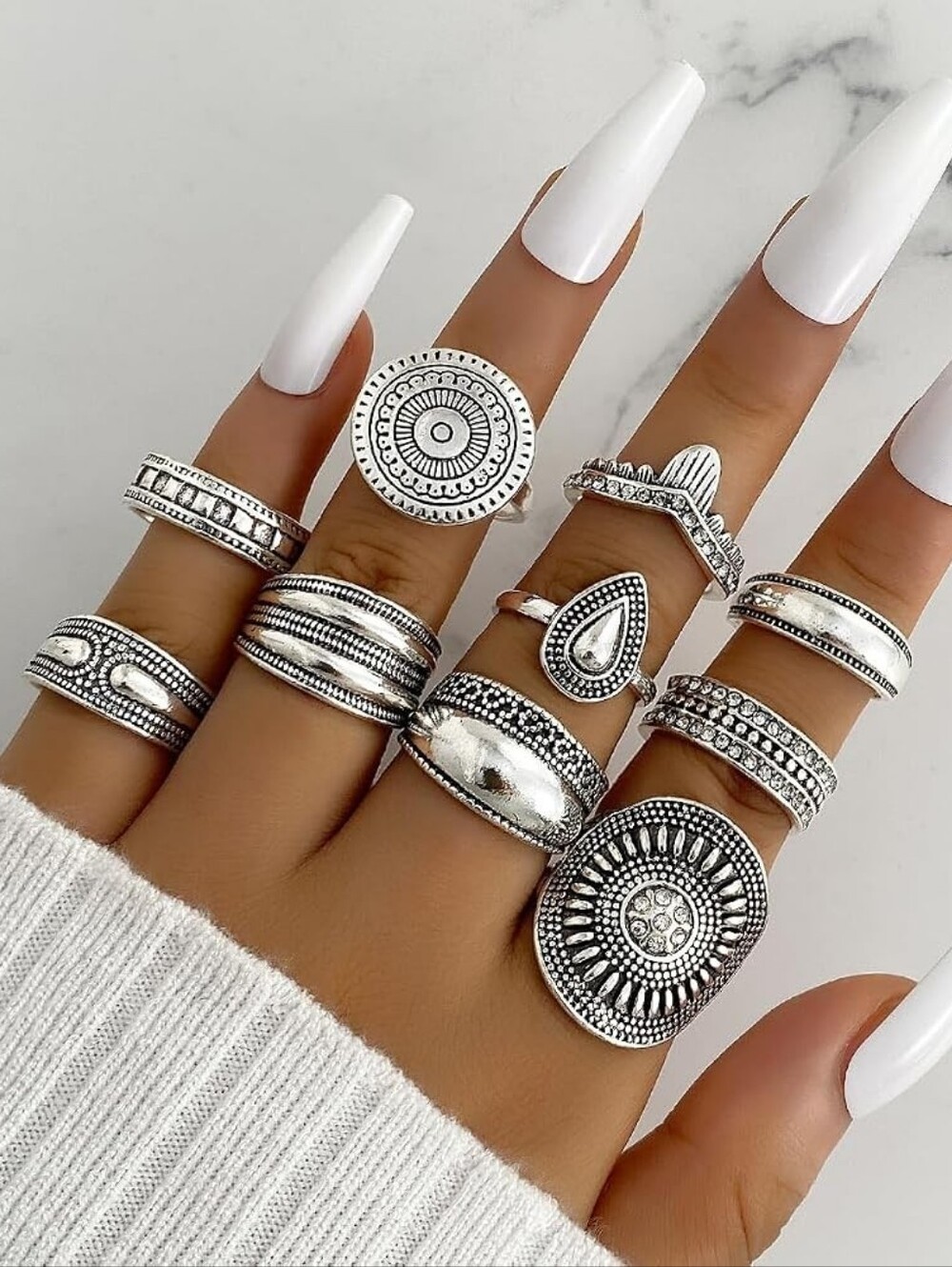 Stackable Rings Vintage Silver Rings Set